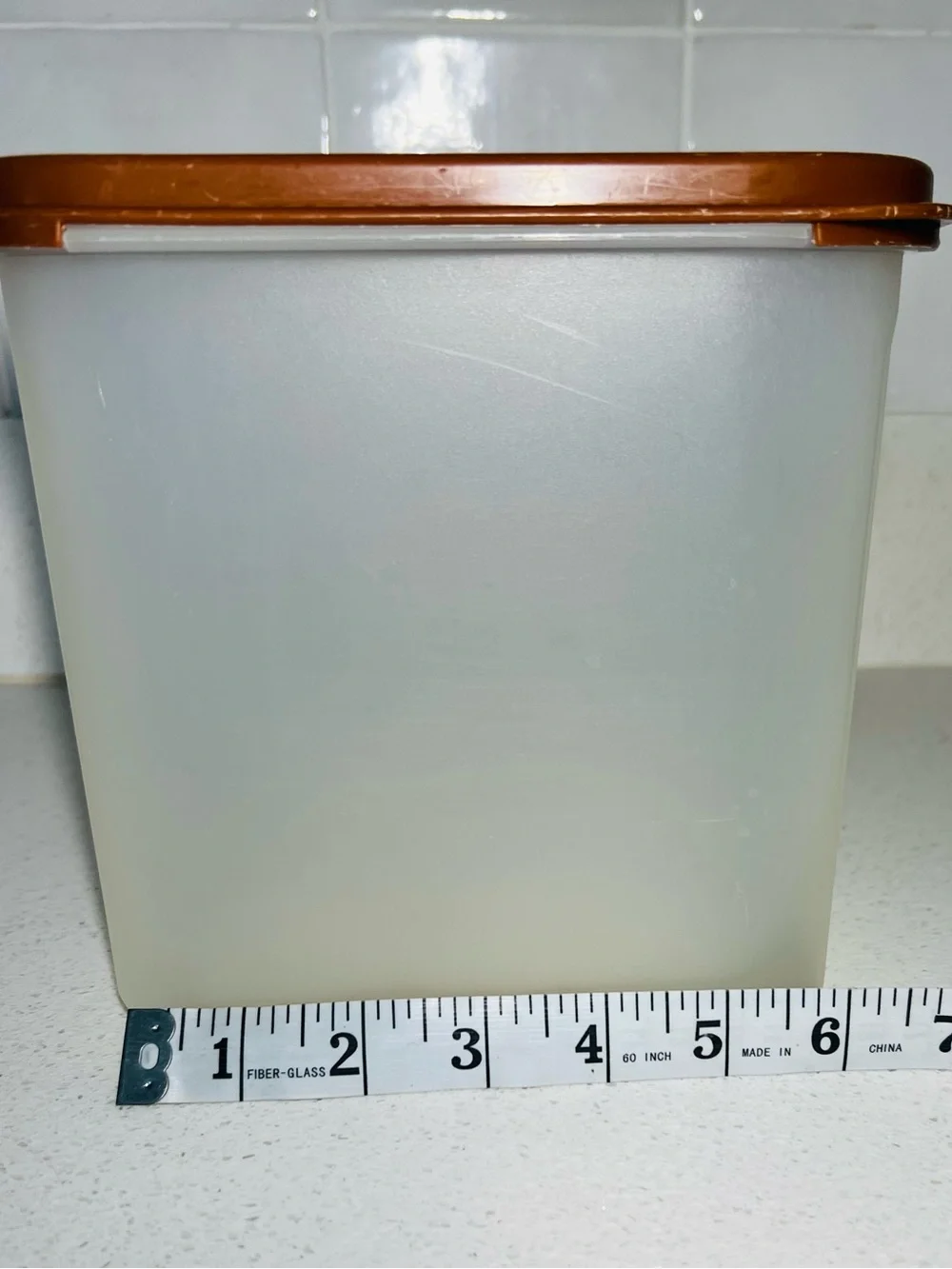 Tupperware Translucent Square Food Container with Brown Lid